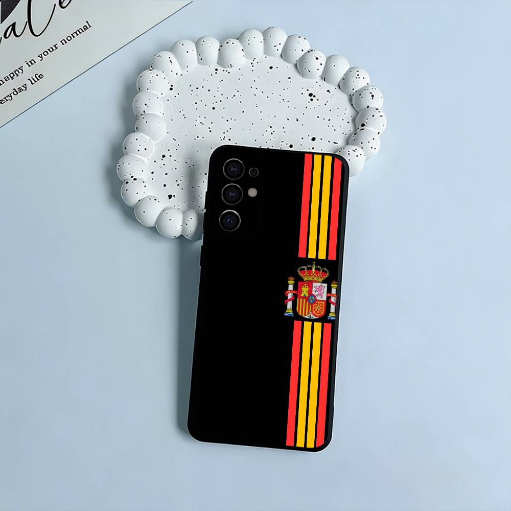 Spanish Flag Pattern Phone Case For Samsung S25,S24,S21,S22,S23,S30,Ultra,S20,Plus,Fe,Lite,Black Soft Silicone