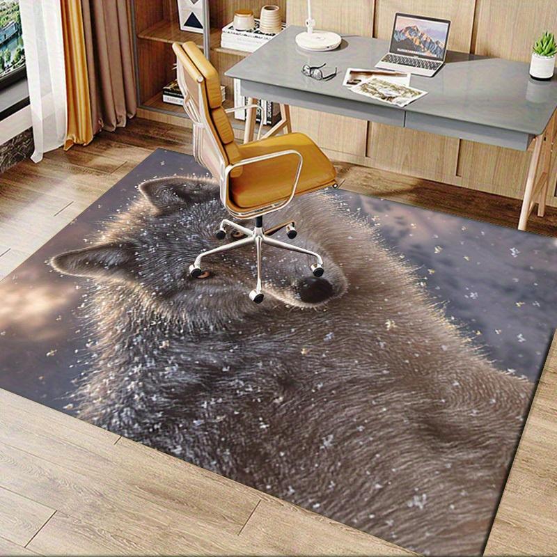 Office Carpet Snowy Wolf Design for Sofa Protection Under Chairs