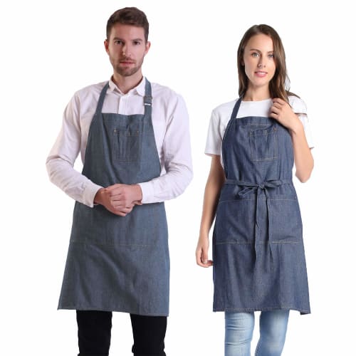 BIGHAS Neck-Hanging Denim Apron, Opaque, Dust-Resistant, and Stain-Hide, Unisex, Available In 5 Colors (Denim 4)