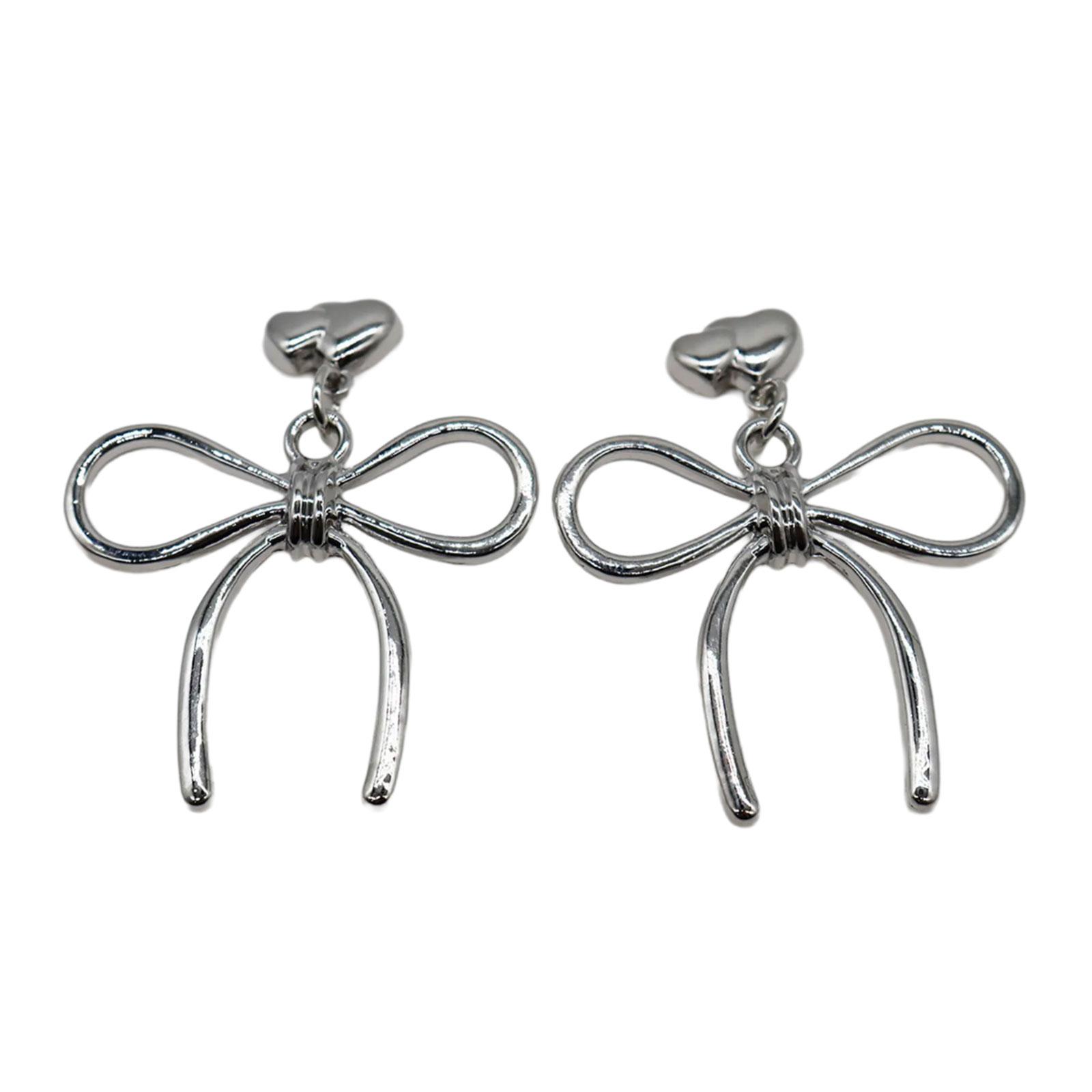 

Модные серьги-гвоздики, игривые серьги-подвески в форме сердца с бантом на ленте для модных женщин 3