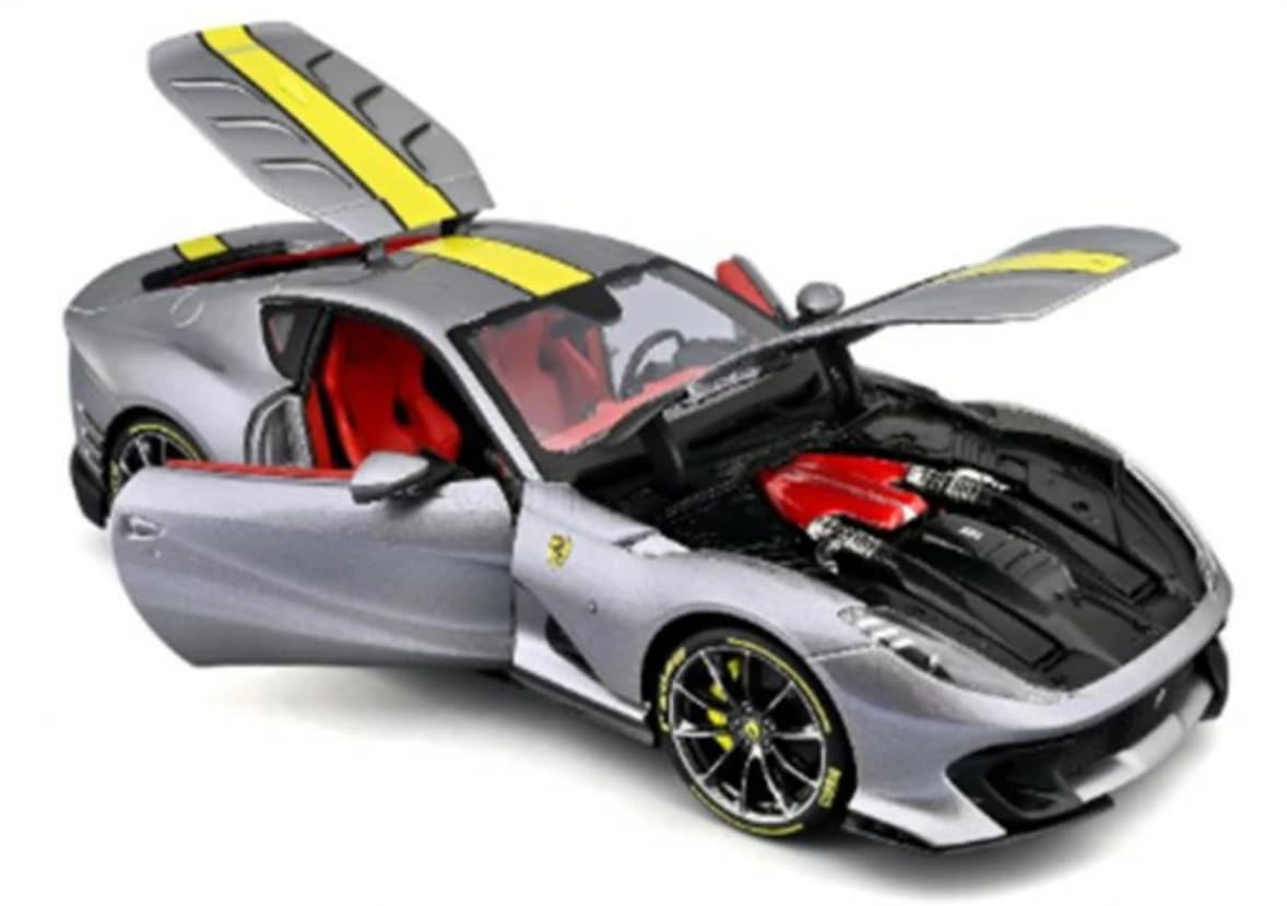 масштабная модель Ferrari литая Ferrari 812 серебристая Bburago BBURAGO FERRARI 812 COMPETIZIONE 2021 GIALLO MODENA ограниченная серия Signature Series Очень детальная модель 1/18,