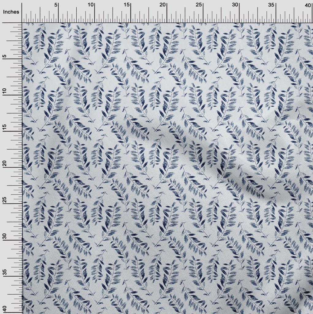oneOone Cotton Flex Light Dusty Blue Fabric Leaves Diy Clothing Quilting Fabric Print Fabric By Yard 40 Inch