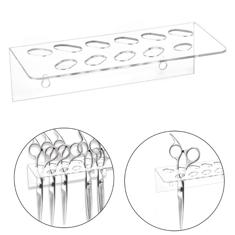 Clear Acrylic Comb Organizers With 11 Slots Space Saving Wall Mounted Rack For Stylists Shears Scissors Storage