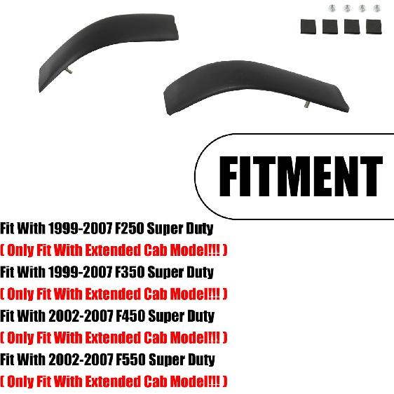 

2PCS Roof Corner Molding for Ford Super Duty Upgraded Extended Cab F250 F350 F450 F550 1999-2007 1C3Z-2851729-AAPTM 1C3Z-2851728-AAPTM Can’t Fit