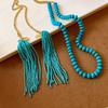 Hanging Neck Bohemian Waist Chain Rice Beads Sweater Chain Portable Long Turquoise Necklace  Girls