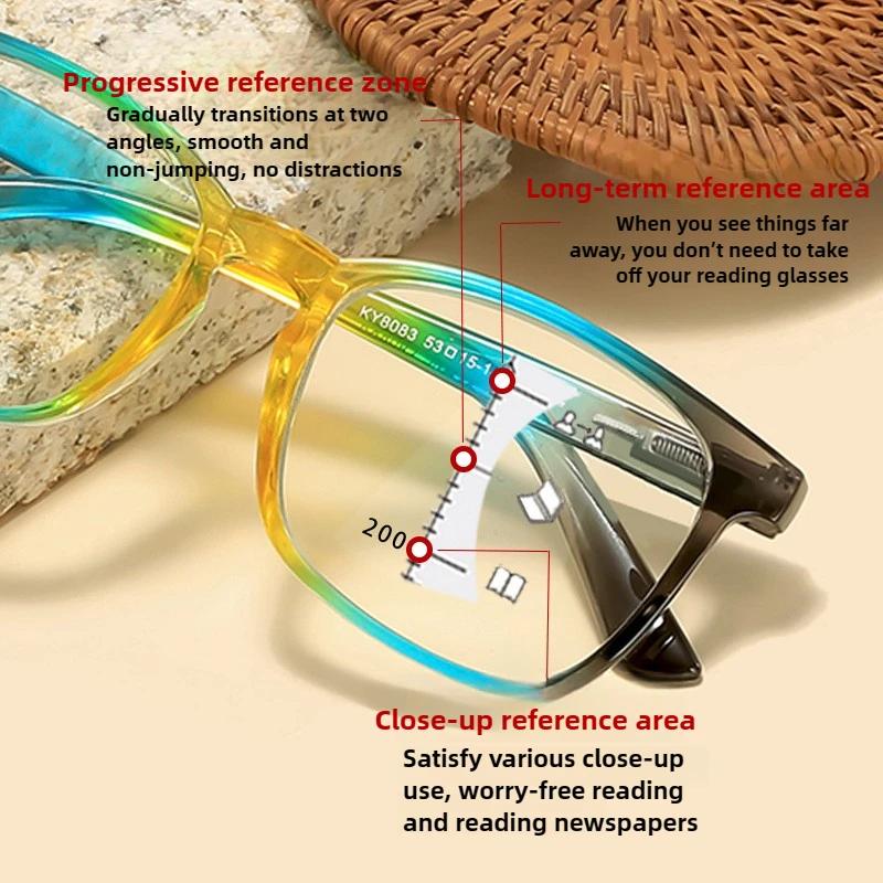 Fashion Gradient Color Multifocal Reading Glasses Women Men Blue Light Blocking Presbyopia Glasses New High-Definition Eyewear