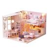 Feooe Haus DIY Hütte Ruhiges Leben Handgefertigte Villa Montagemodell Holz DIY Hütte Kreatives Geschenk Puppenhaus Möbel Puppenhaus ZQW