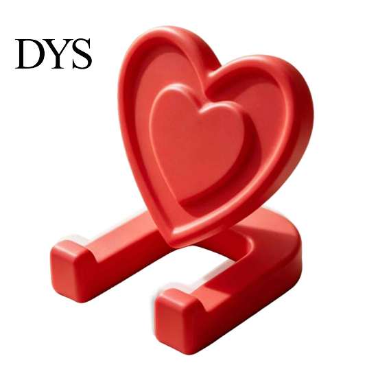 Cute Heart Phone Mount Minimalist Shaped Tablet Stand, 3D Printed Desktop Holder, DIY Girly Room Decor Accessories Blank Decorative Ornament, Romantic