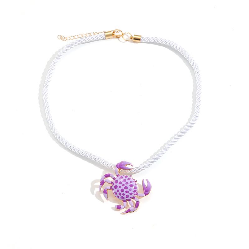 Colorful Enamel Crab Pendant Necklaces for Women Fashion Ocean Style Exaggerated Charm Choker Necklace Vacation Jewelry Gift