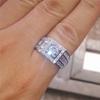 WOSIKATE Luxury Men's Zirconia Ring  CopperWith 18K Gold Plated Engagement Ring Fashion Jewellery Business Rings For Men
