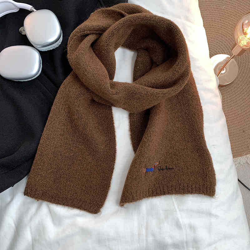 Japanischer Niedlicher Welpe Bestickter Kaschmir Strickschal Damen Saison Warm Studenten Paar Wollschal