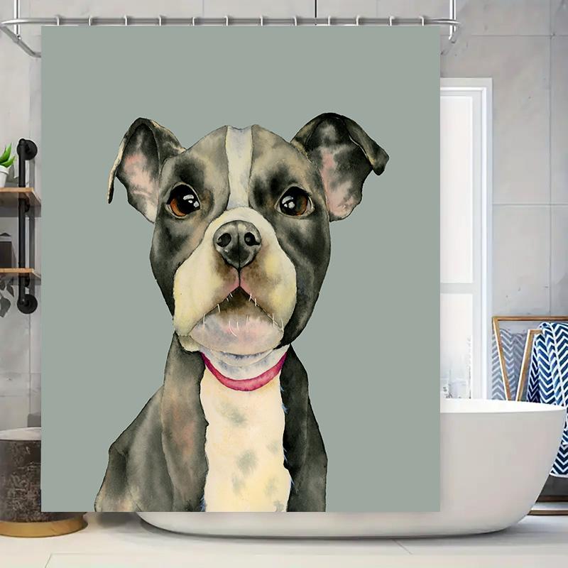

Watercolor Dog Bathroom Shower Curtain Cute Pet Print Wall Decor For Home Decoration High-Quality Fabric With Hook Rings Set (Gr W60H190(CM)-1 Pcs