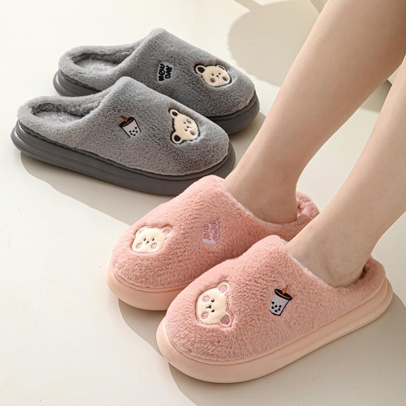 Herbst und Winter zu Hause verwenden Innen Wärme Leichte dick besohlte Paar Haar Hausschuhe Herren Haftschuhe