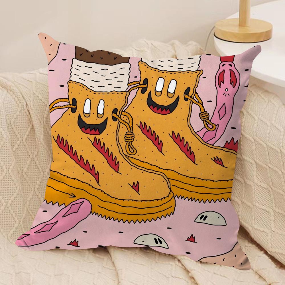 Everything On Shoes Cushion Cover Soft Plush Fabric Double-Sided Printed Sofa Cushion Cover for All Seasons Home Decor Gift
