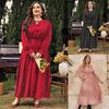 Frühlings- und Herbst-Damenkleid, großes Kleid, gepunktet, lockere Langarm-Kleider
