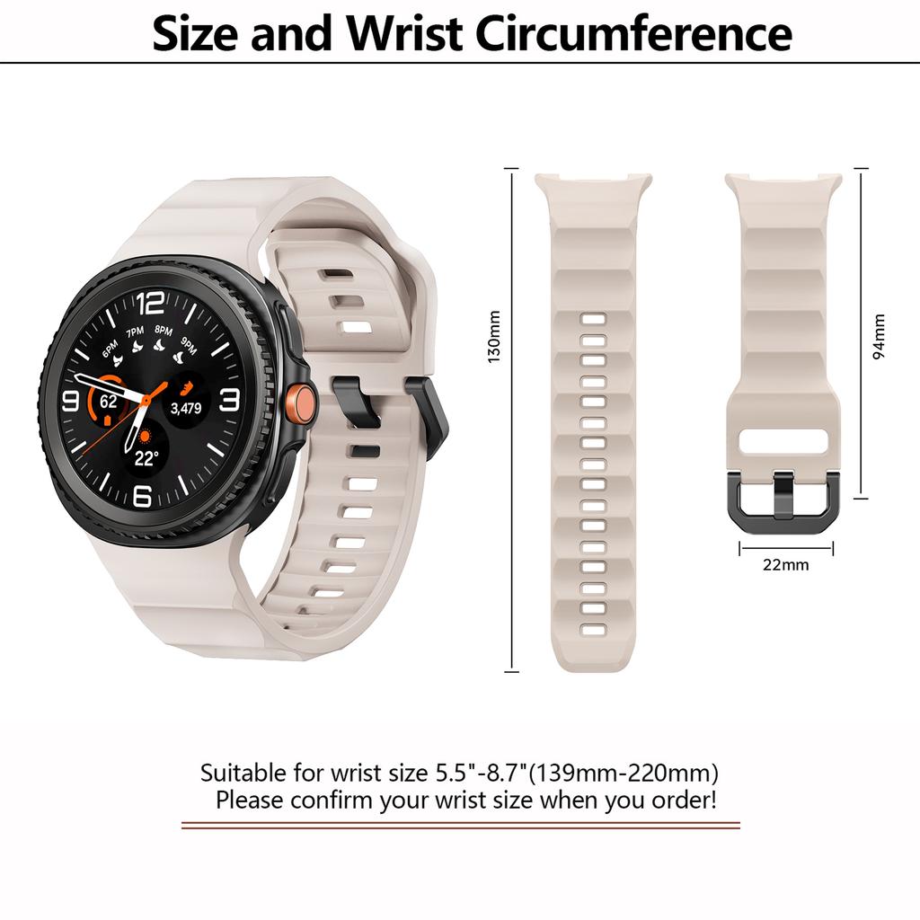 Watch Band for Samsung Galaxy Watch8 44mm/40mm/Watch8 Classic 46mm Wave Shape Silicone Strap