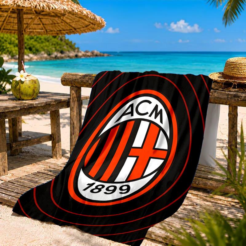 Milan Football Club Printed Microfiber Beach Towel, Soft And Absorbent, Quick-Dry, Ideal for Summer Travel, Beach Essential, Swimming Pool