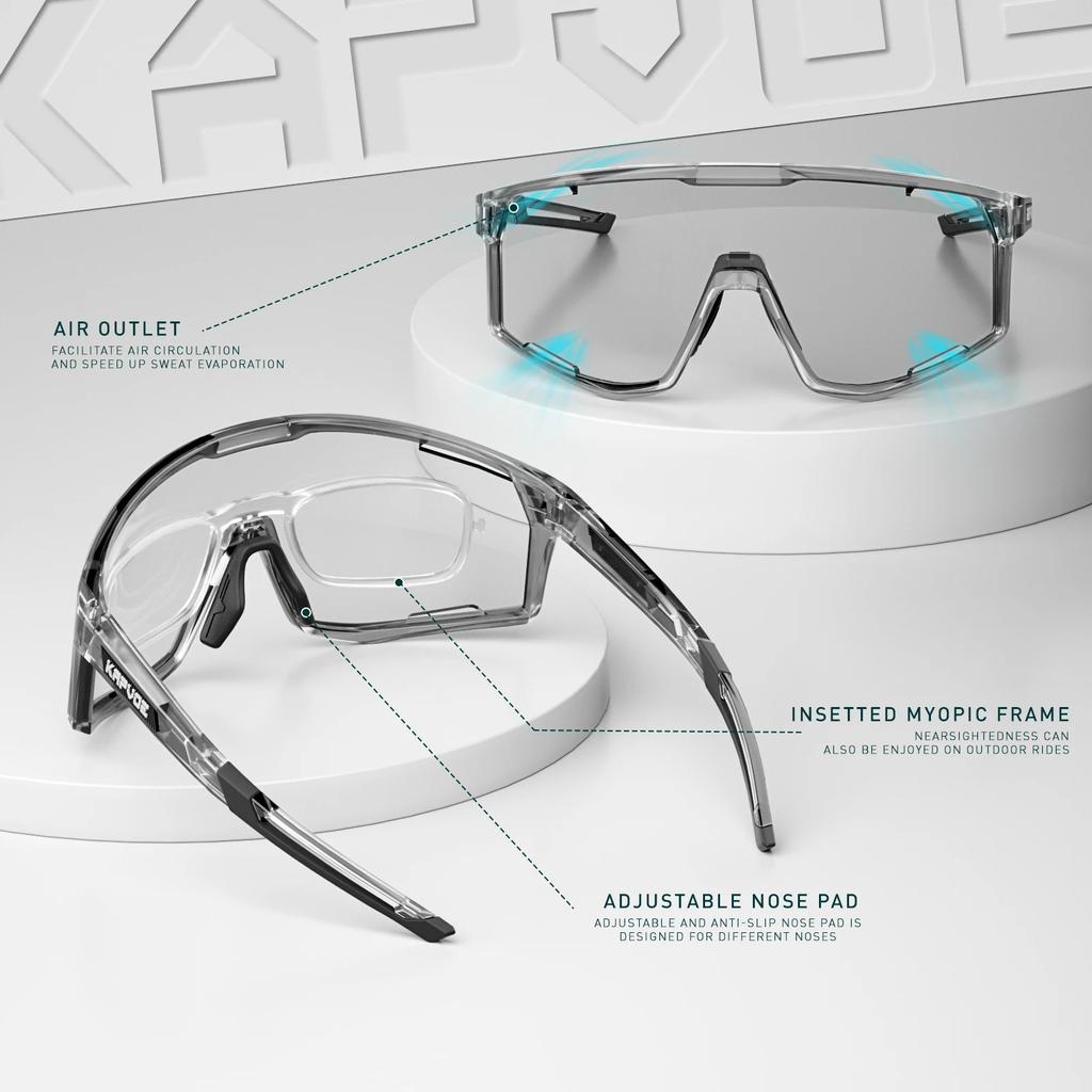 Kapvoe Photochromic Cycling Glasses Sunglasses for Men's Cycle Sun Glasses MTB UV400 Goggles Woman Road Bike Bicycle Eyewear