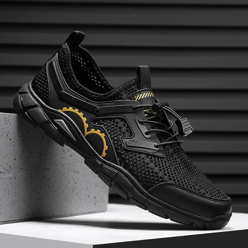 Miękkie Antypoślizgowe Męskie Sneakersy Outdoorowe Letnie Męskie Buty Oddychające Męskie Casualowe Mokasyny Rekreacyjne Do Chodzenia Siateczkowe Obuwie Ażurowe Płaskie