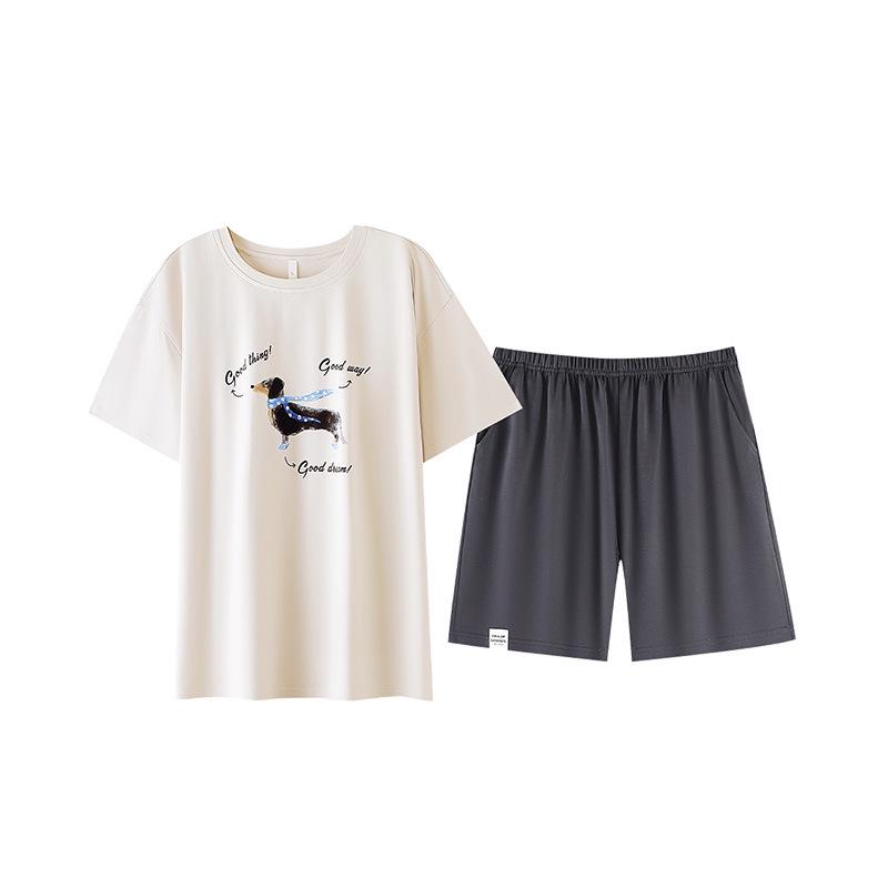 Super Soft A-Grade Modal Cotton Short-Sleeved Pajamas for Women, Men & Couples - Summer Casual Homewear, Suitable for Outdoors M