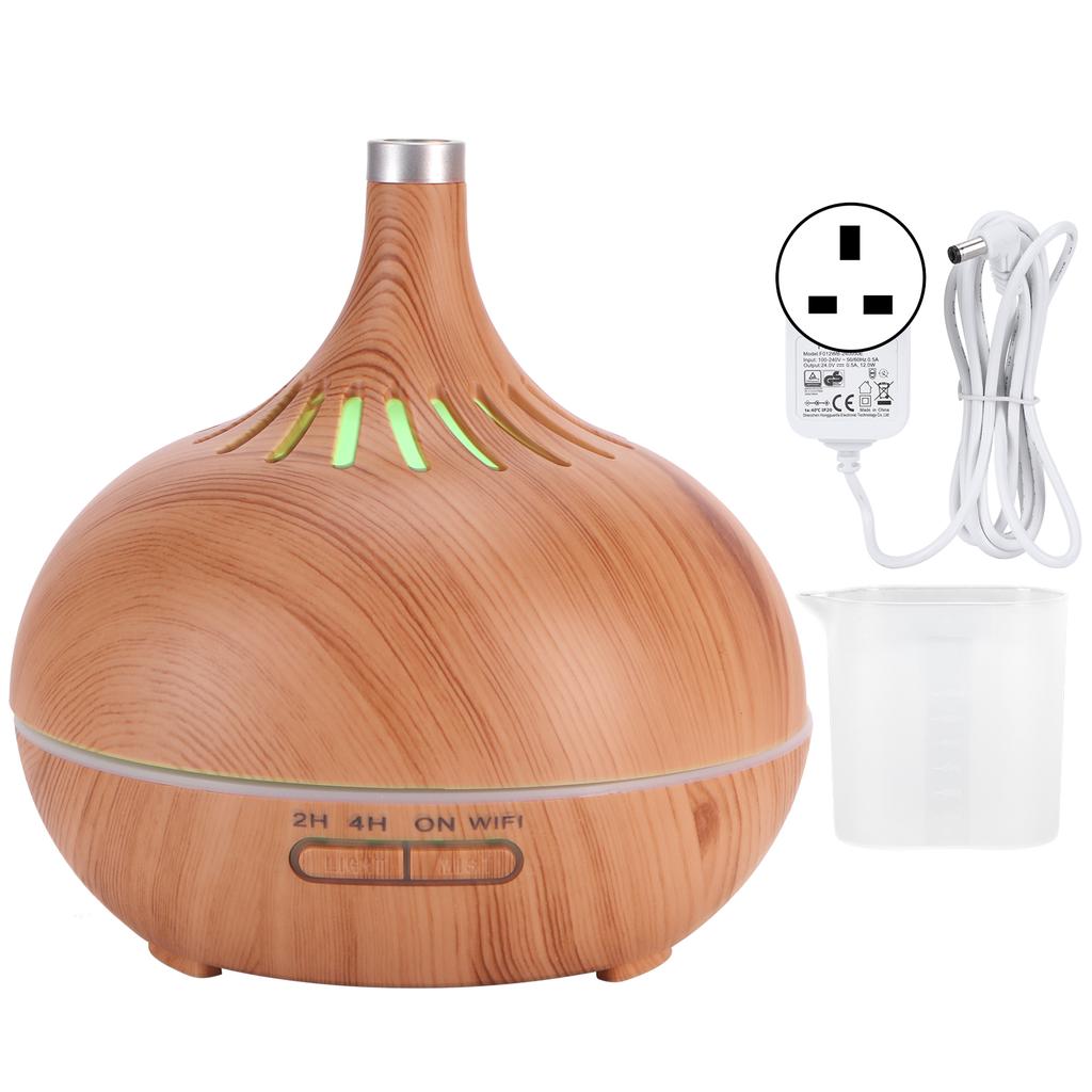 400ml Aroma Diffuser WIFI Control Wood Grain Aromatherapy Humidifier Colorful Night Light