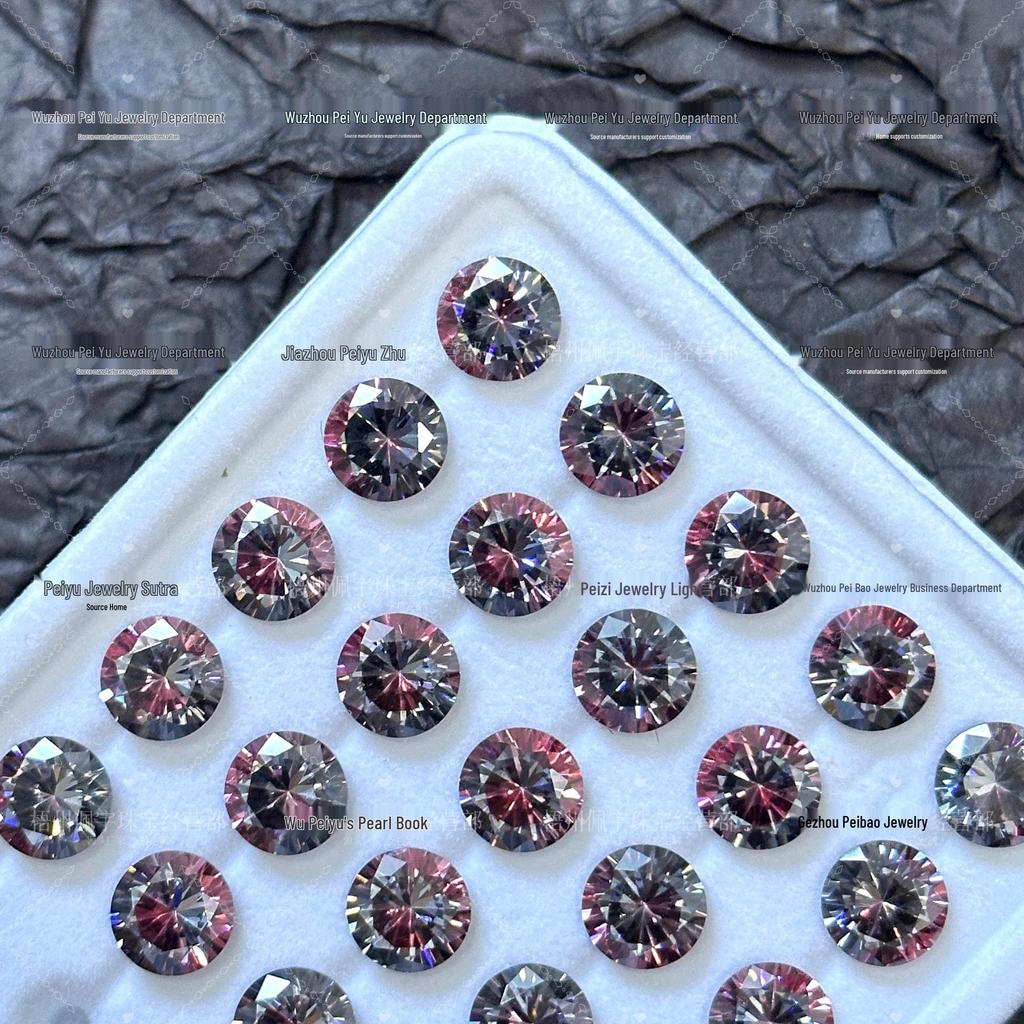 6/8mm Round Gradient Zircon Earrings: Sparkly DIY Nail Art Jewelry with Eight Hearts & Arrows Design