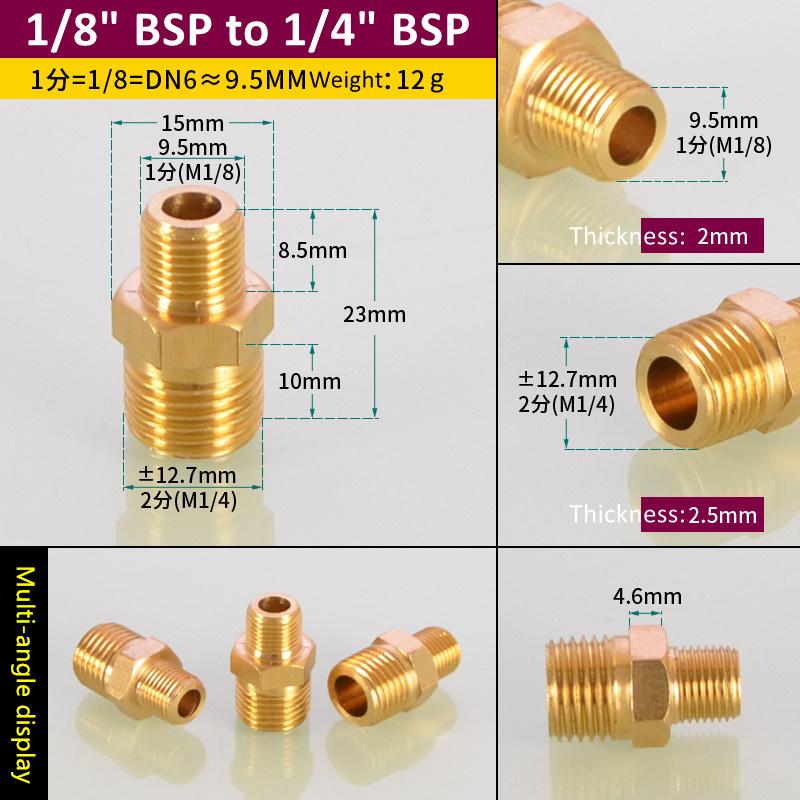 Brass Pipe Hex Nipple Fitting 1/8" 1/4" 3/8" 1/2" 3/4" 1" BSP Male Thread Quick Adapter Coupler Connector for Water Oil Gas