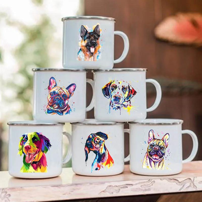 Unusual Anime Beer Funny Mug Cute Mugs Coffee Cups Watercolor Dog Enamel Mug Drinkware Original Coffee Cup Cup for Tea Travel
