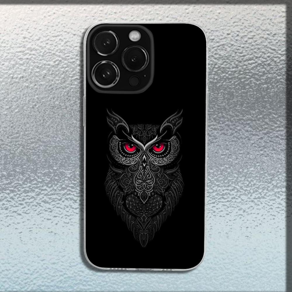 Cool EYE Owl Phone Case For iPhone 16,15,14,13,12,11 Plus,Pro,Max,XR,XS,X,Plus,SE,Mini Transparent Soft Cover