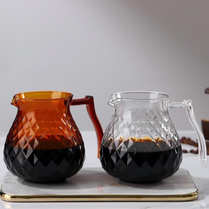 High Borosilicate Glass Amber Coffee Pot Hand Prune Coffee Sharing Pot