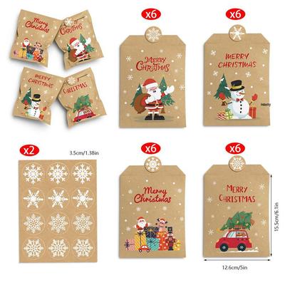 24pcs Christmas Mini Envelope Gift Bags - Decorative Paper Storage for Holiday Packaging