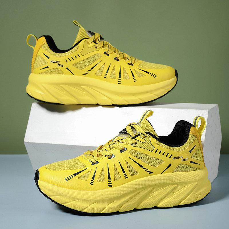 

Высококачественные парные кроссовки Дышащие Нескользящие Износостойкие На толстой подошве Теннисные туфли Роскошные Мужские Женские Кроссовки для бега на открытом воздухе 36 жёлтый