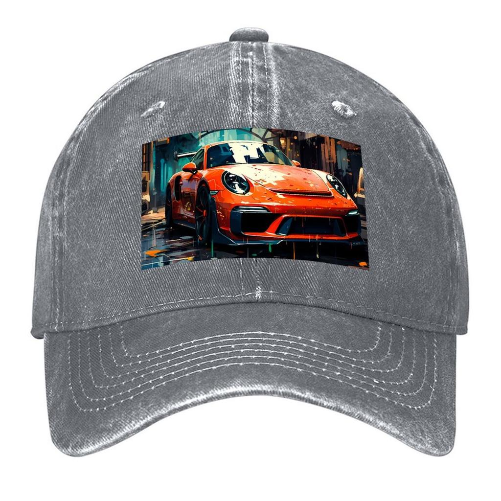 2026 2026 Vibrant Sports Car Parked On Wet City Street At Night Baseball Cap Summer Hat Snapback Cap Women's Men's
