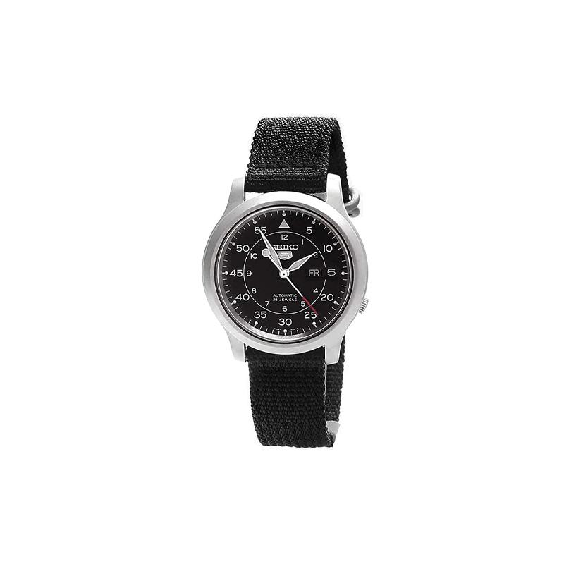 SEIKO Automatic nylon strap men s watch black dial SNK809K2 чёрный