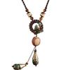 Collana Maglione Lungo Vintage Etnico da Donna GEMCHIC con Corda Intrecciata Fatta a Mano e Ciondolo con Perline Floreali Gioielli Boho per Autunno Inverno