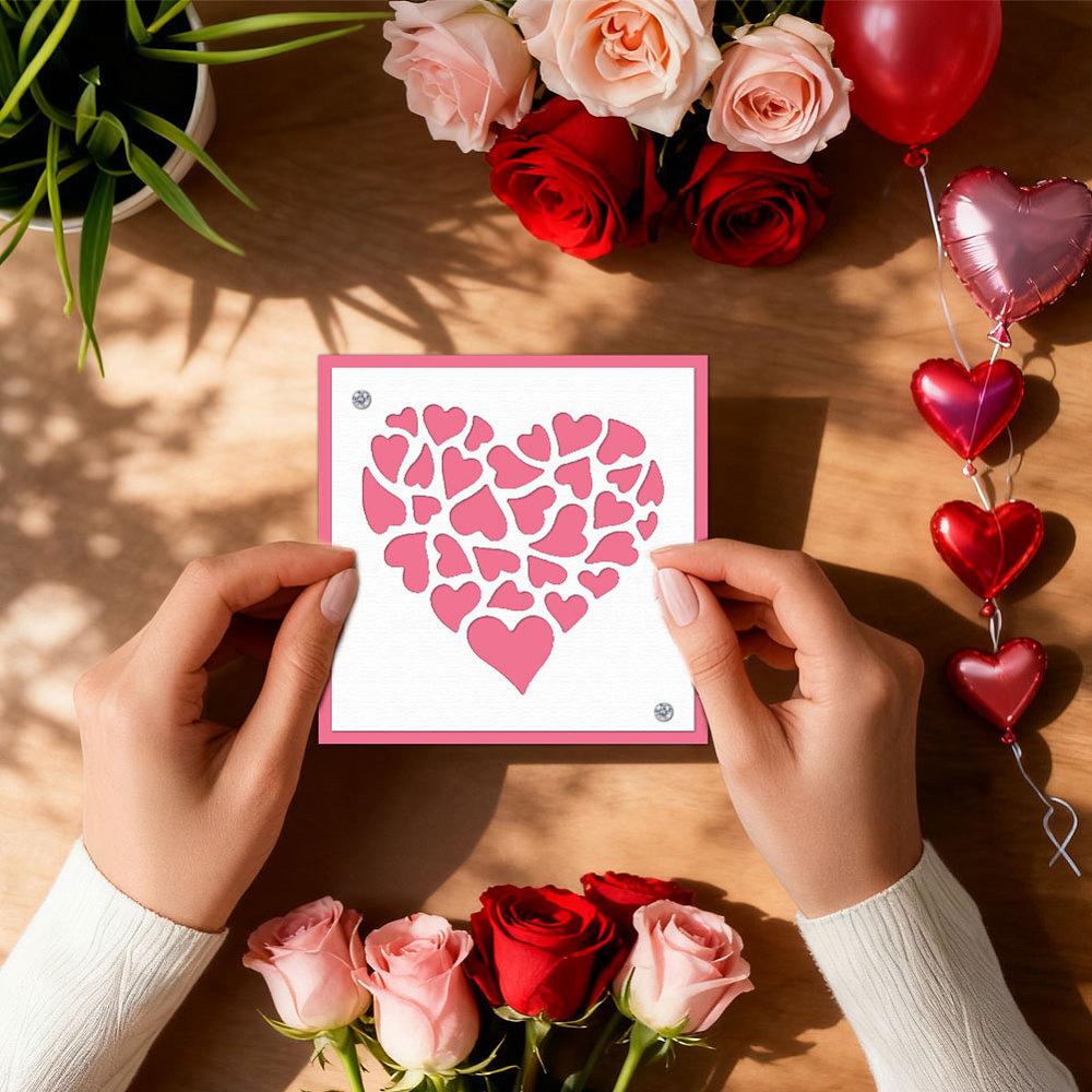 Valentine's Day Carbon Steel Cutting Dies Stencils, for DIY Scrapbooking, Photo Album, Decorative Embossing Paper Card, Heart, 149x183x0.8mm