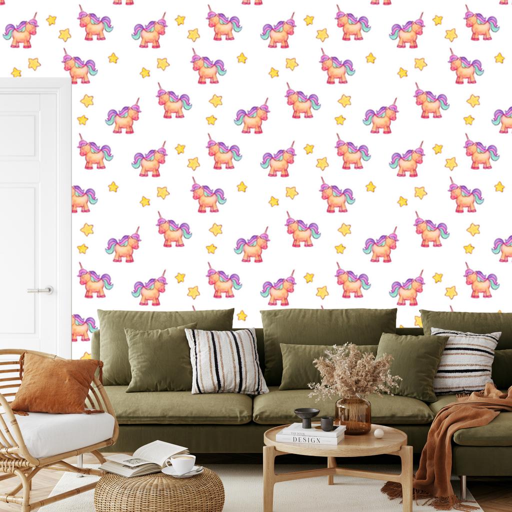 Unicorns and stars wallpaper for living room and bedroom 50x1000