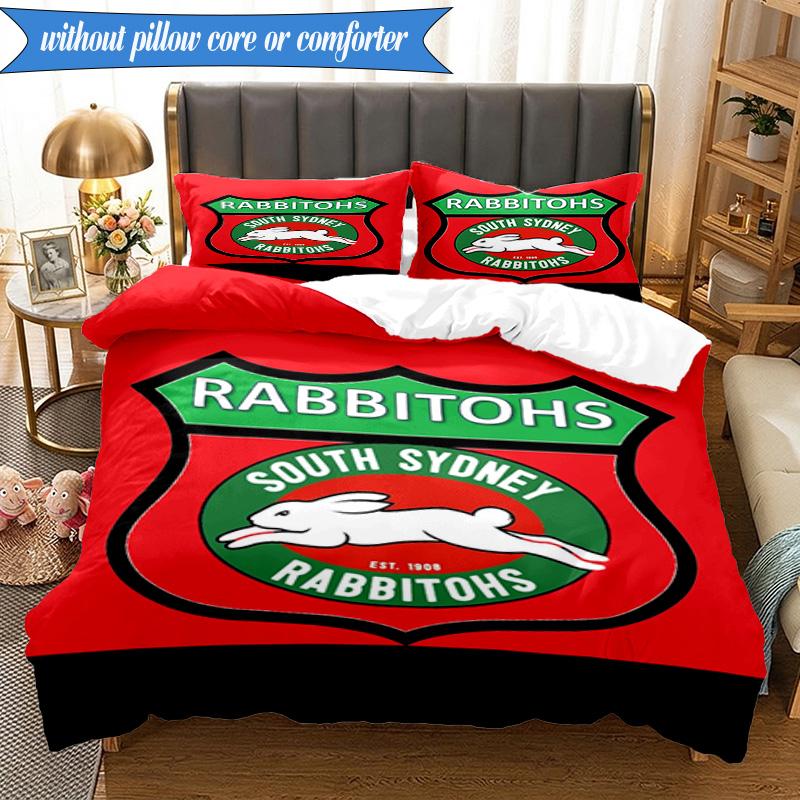 Set Lenzuola con Stampa 2D Design Logo Coniglio NRL 3 Pezzi (Include 1 Copripiumino + 2 Federe Senza Imbottitura), Decorazione camera da letto, Regalo ventilatore