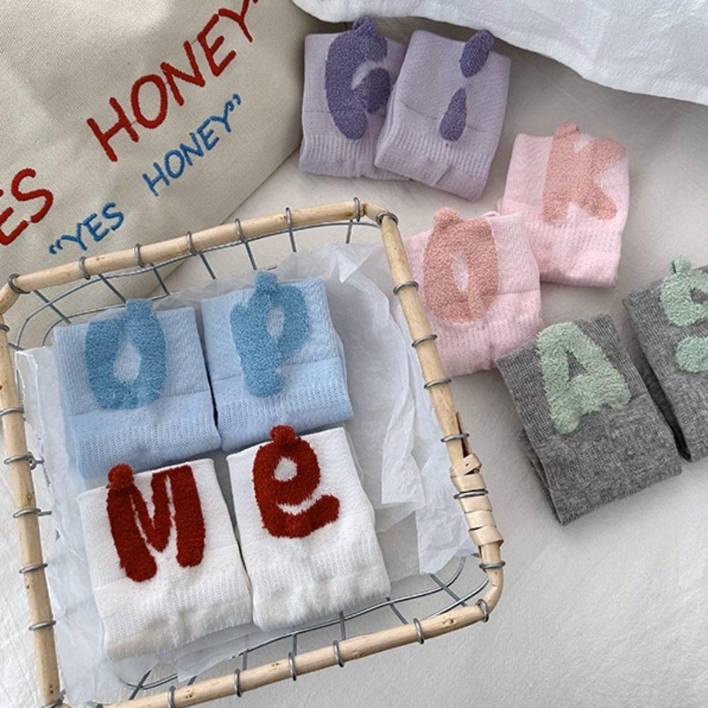 

Words Printing Socks Simple Women Tube Socks Soft Mesh Crew Socks Ladies фіолетовий