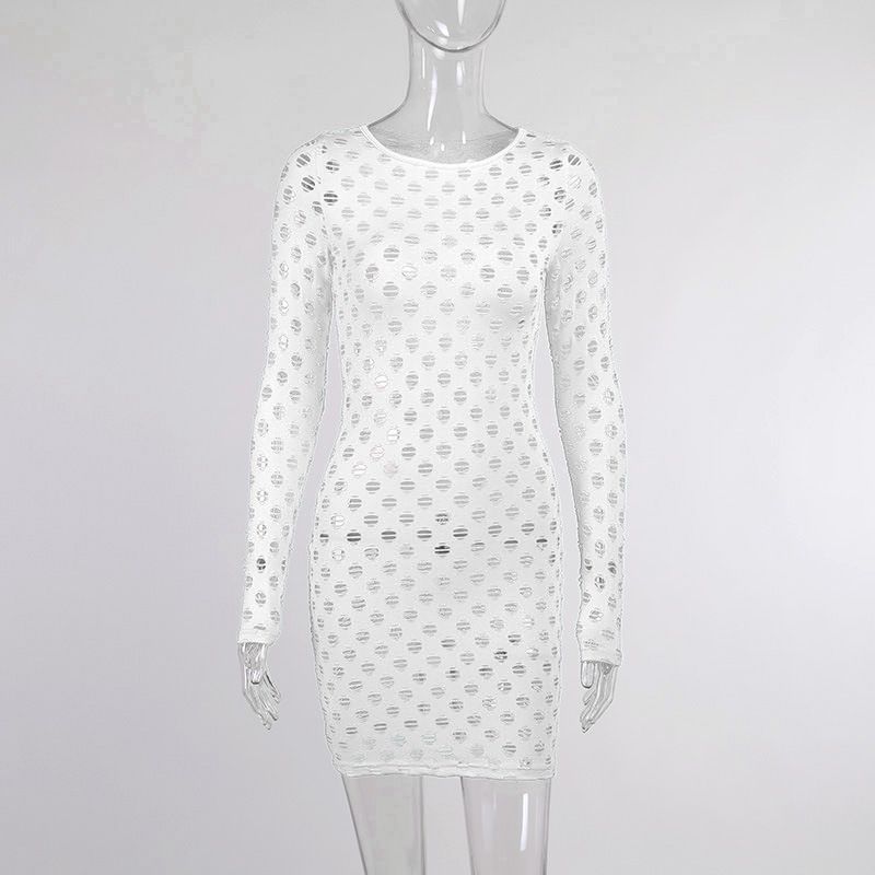 

Модное сексуальное облегающее платье с круглым вырезом White M