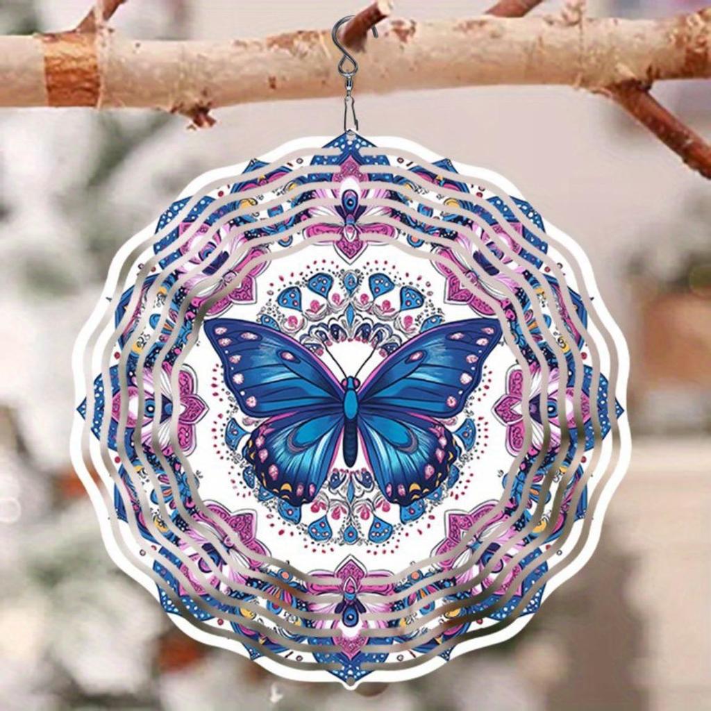 Schmetterling Windspiel Außengartendekor Kinetische Metallkunst Buntes Hängeornament für Frauen Mama Oma Ehefrau Geschenk