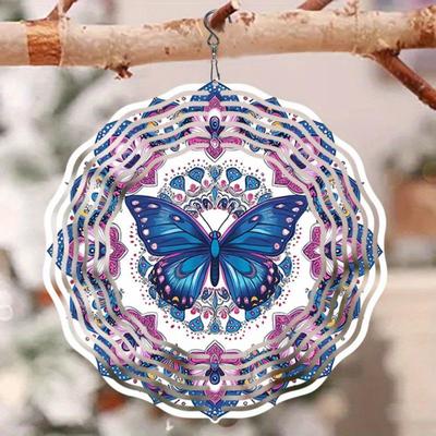 Butterfly Wind Chime Outdoor Garden Decor Kinetic Metal Art Colorful Hanging Ornament for Women Mom Grandma Wife Gift