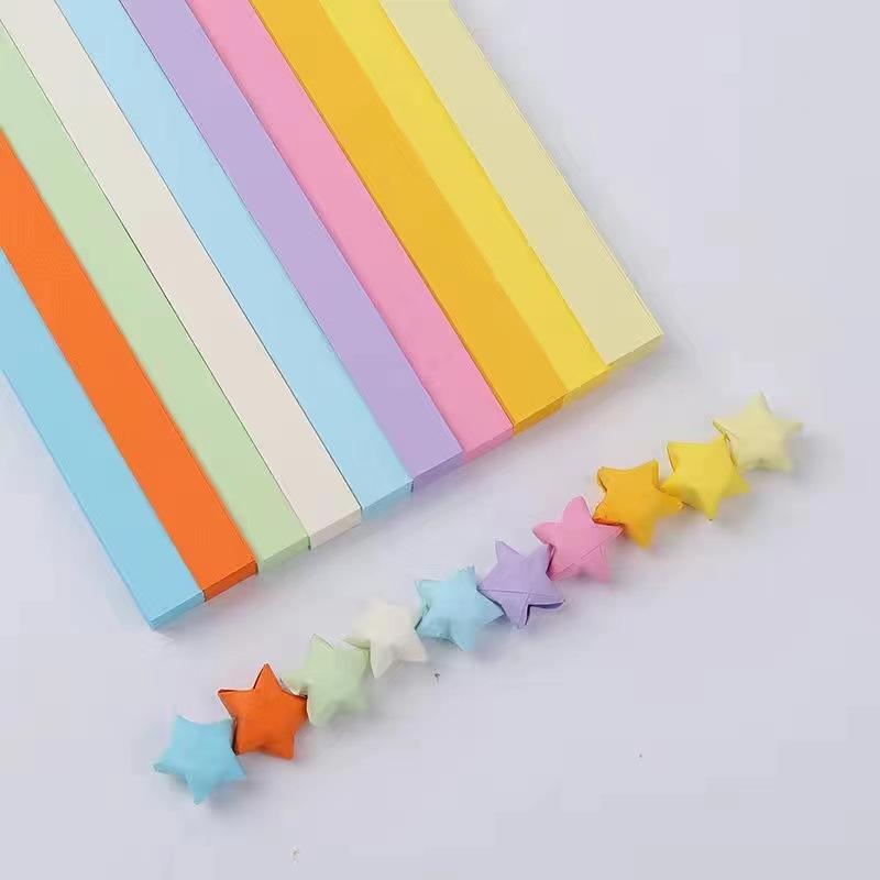 Star Origami, Colorful Decorative Paper Strips, Lucky Star Paper Strips, DIY origami paper strips glowing star origami