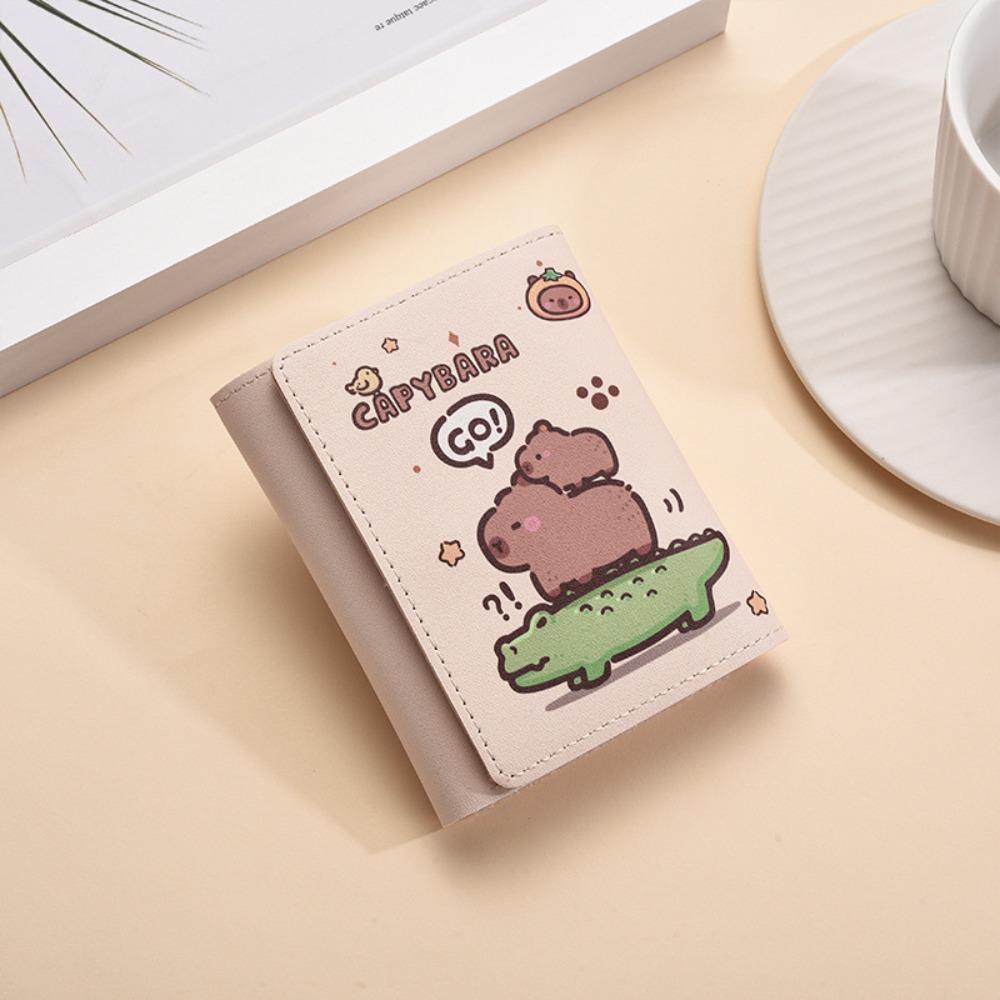 

Cute PU Leather Capybara Wallet Foldable Cartoon Coin Purse Portable Large Capacity Credit Card Holder Women