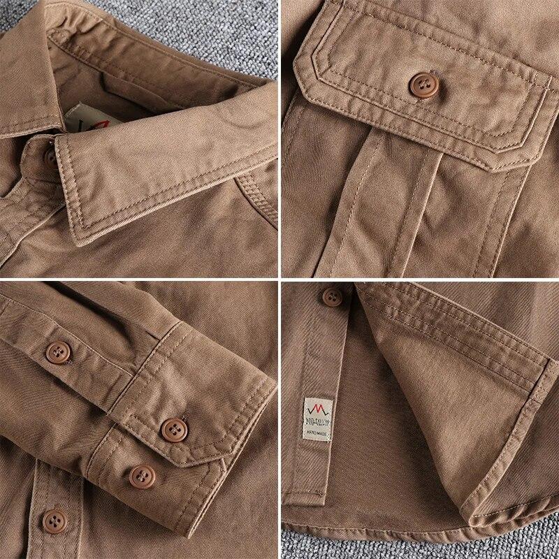 Camisas de hombre Moda Lavado Estilo N Uniforme Camisa de manga larga Bolsillos dobles para hombre Chaqueta informal juvenil Abrigo fino