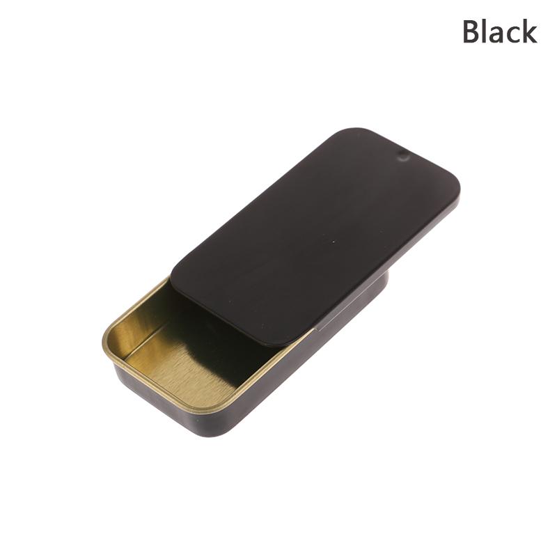 1PCS Small Empty Metal Tin Silver Black Rectangular Flip Storage Box Case Organizer for Money Coin Candy Key Container Jar Cans