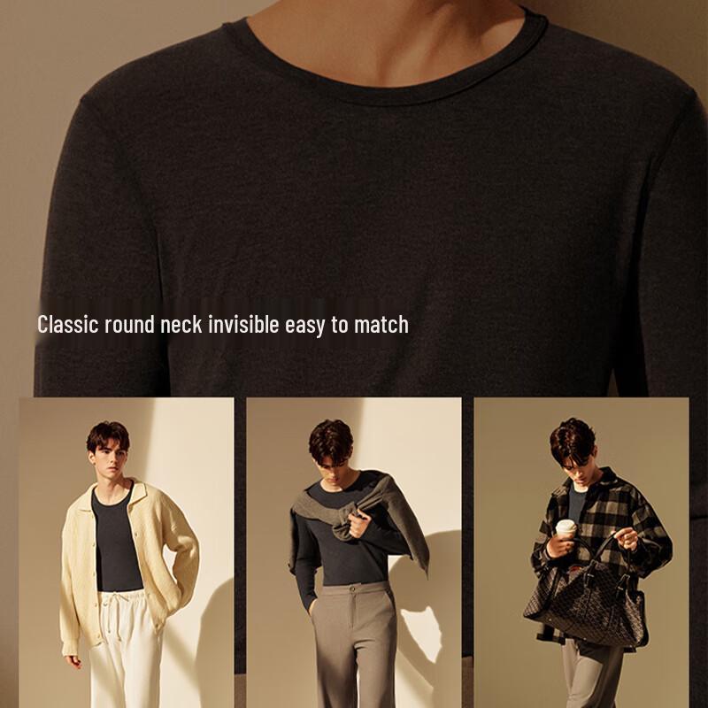 ME FEELING Men's Fleece-Lined Wool-Silk Thermal Underwear Set