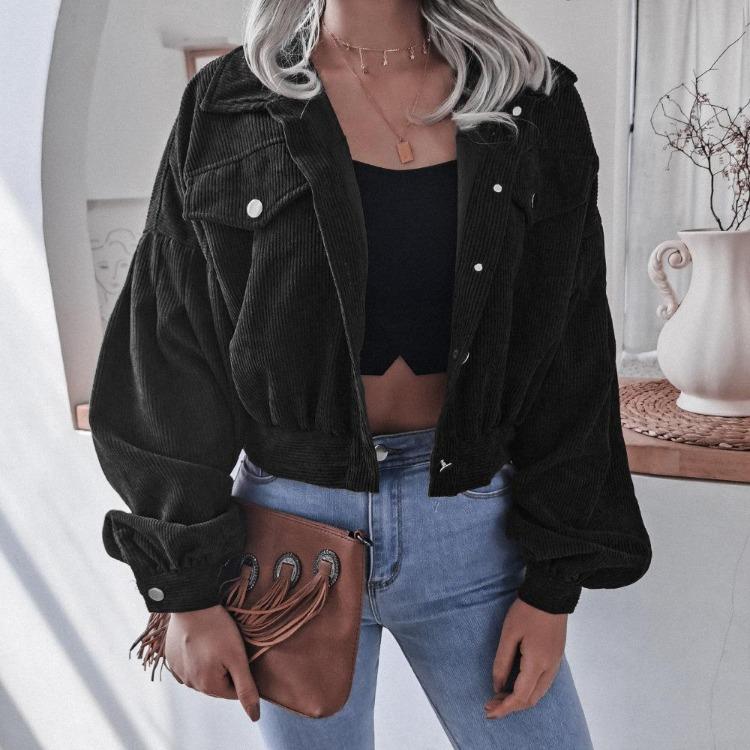 Y2K Vintage Jacket Women Autumn Winter Coat Fashion Casual Elegant Loose Short Balloon Sleeves High Street Amercian Jackets