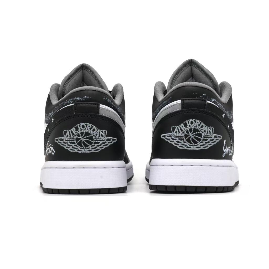 Jordan Air Jordan 1 Sign To Dream Coverage Low Top Skateboard Shoes Unisex Black 553558-040(Team1112-)