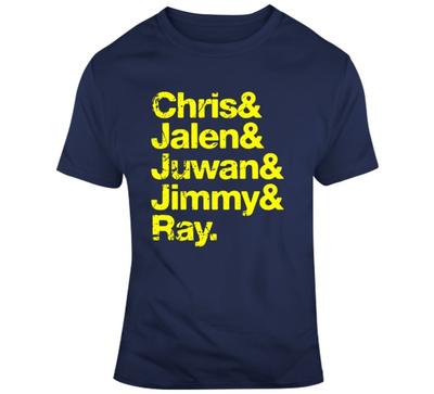 Fab Five Names College Basketball Fan Distressed T Shirt Unisex T-Shirt